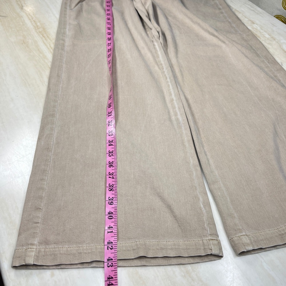 American Eagle Super High-Rise Wide Leg Pleated Khaki Pants Tan Size 10 Long - Picture 15 of 15